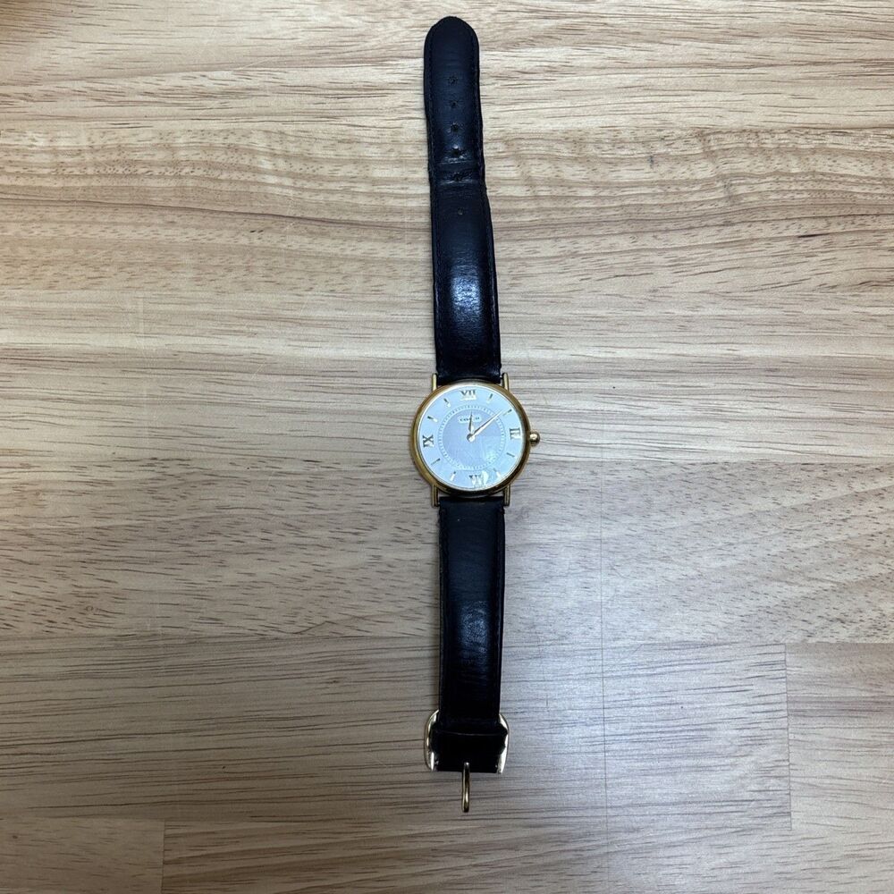 COACH WRISTWATCH WHITE, ROMAN NUMERAL AND STICK DIAL #0804 With Leather Strap